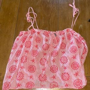 Aerie striped red eyelet flowered tank top. Size L